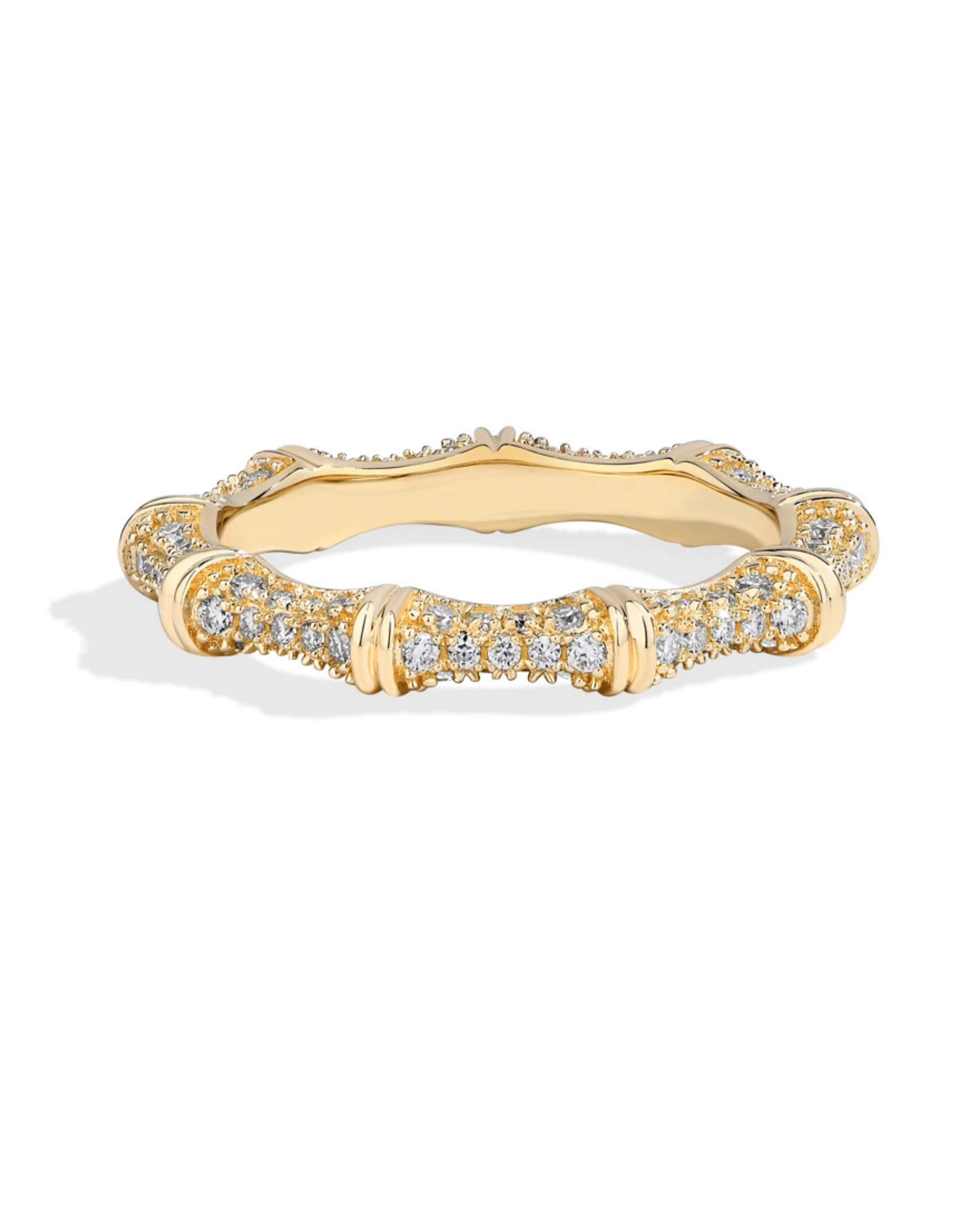 Anillo Bambú Pavé · Moissanita