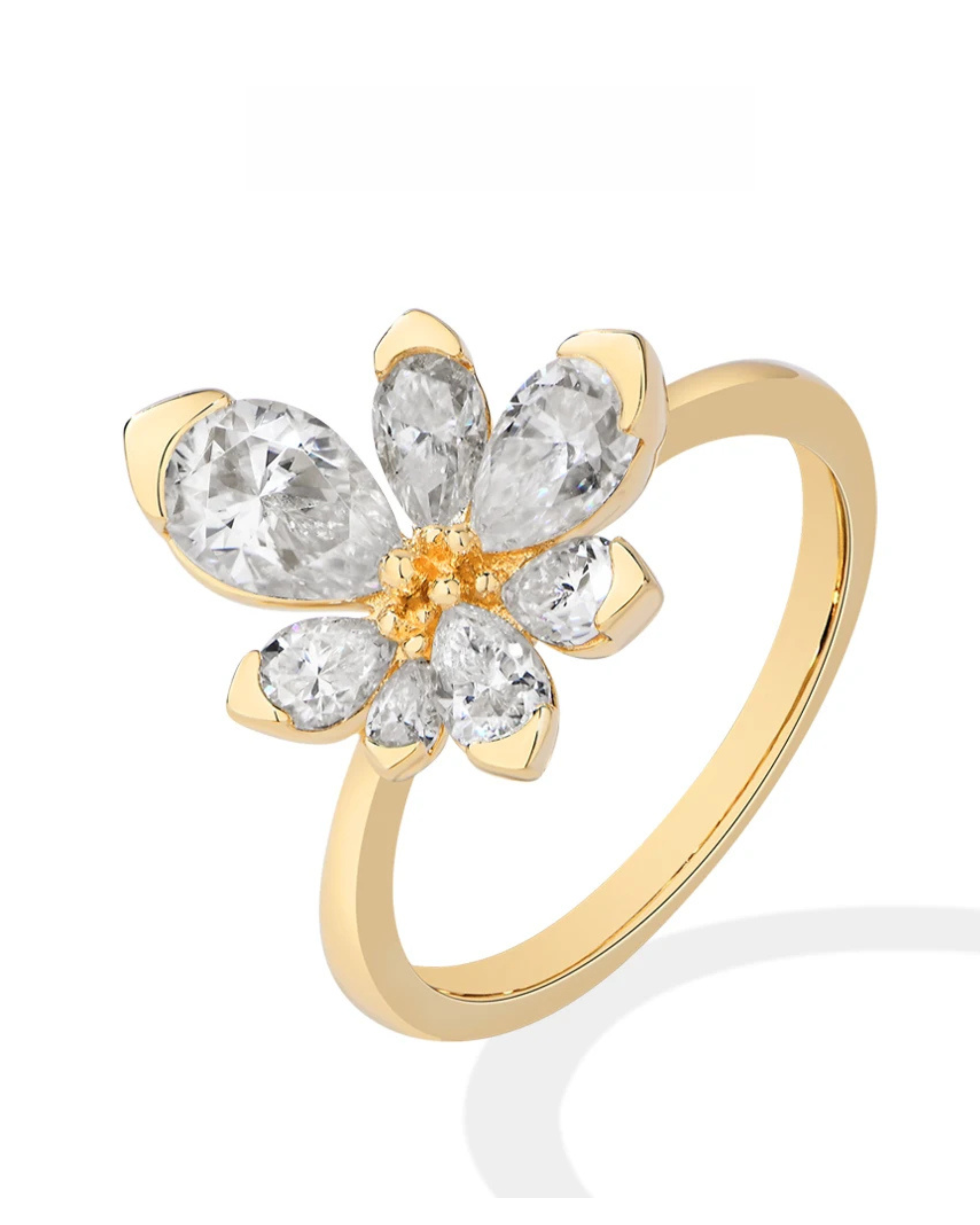 Anillo Flor · Moissanita Talla Pera