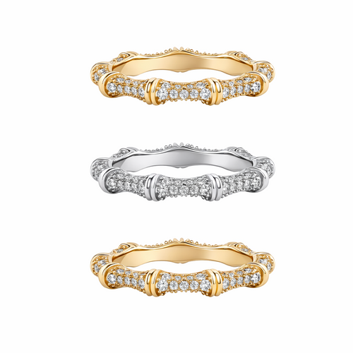 Anillo Bambú Pavé · Moissanita