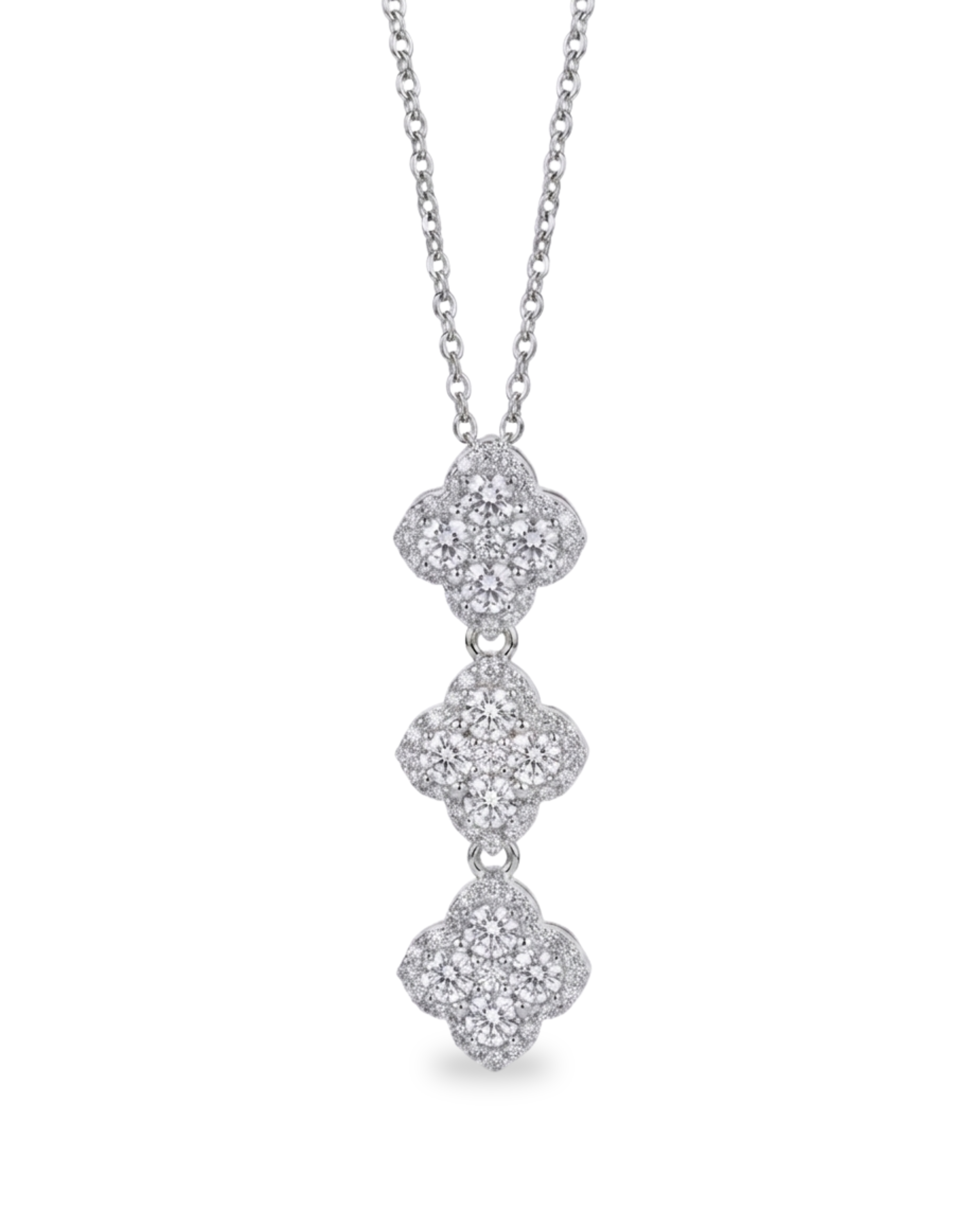 Collar Trébol Triple · Pavé Moissanita