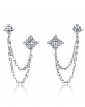 Pendientes Estrella Cadena · Doble Piercing Moissanita