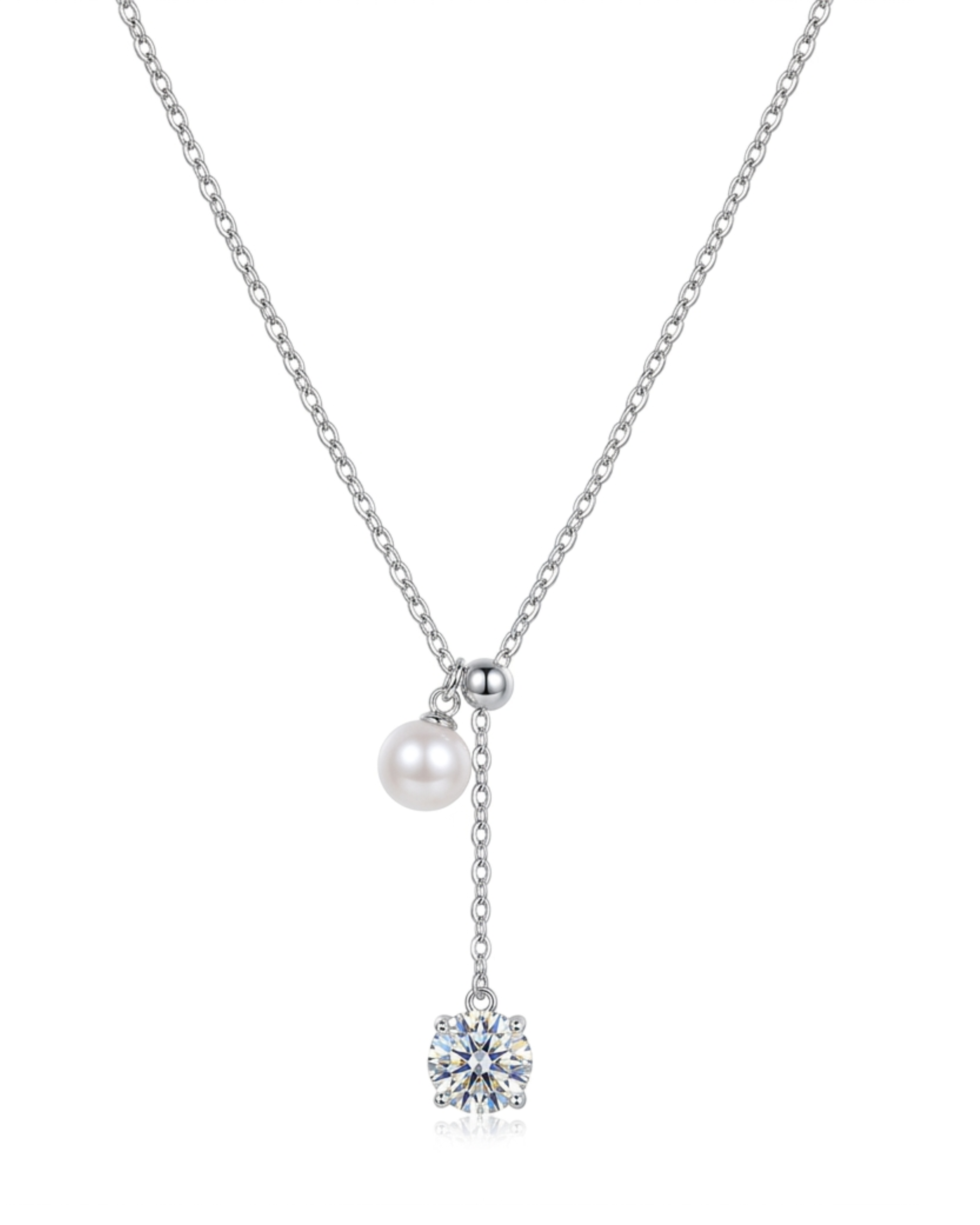 Collar Duo Éter · Perla & Moissanita