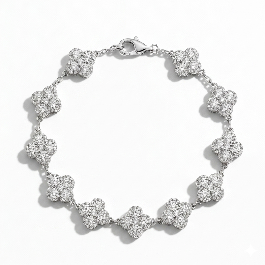 Pulsera Trébol · Pavé Moissanita