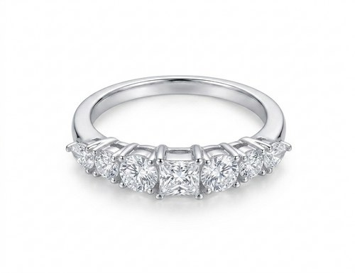 Anillo Media Eternidad Mix · Moissanita