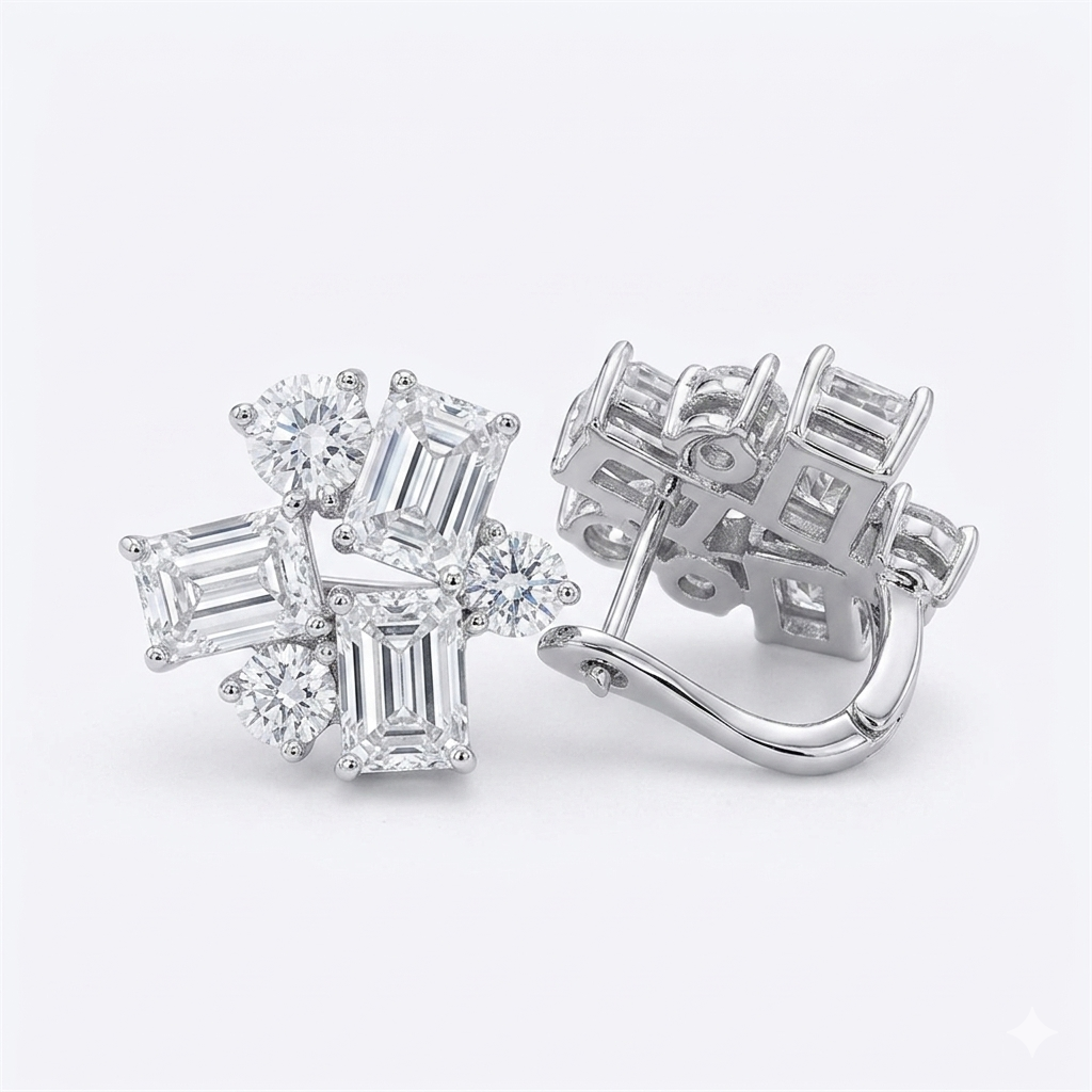 Pendientes Constelación · Moissanita Emerald & Brillante