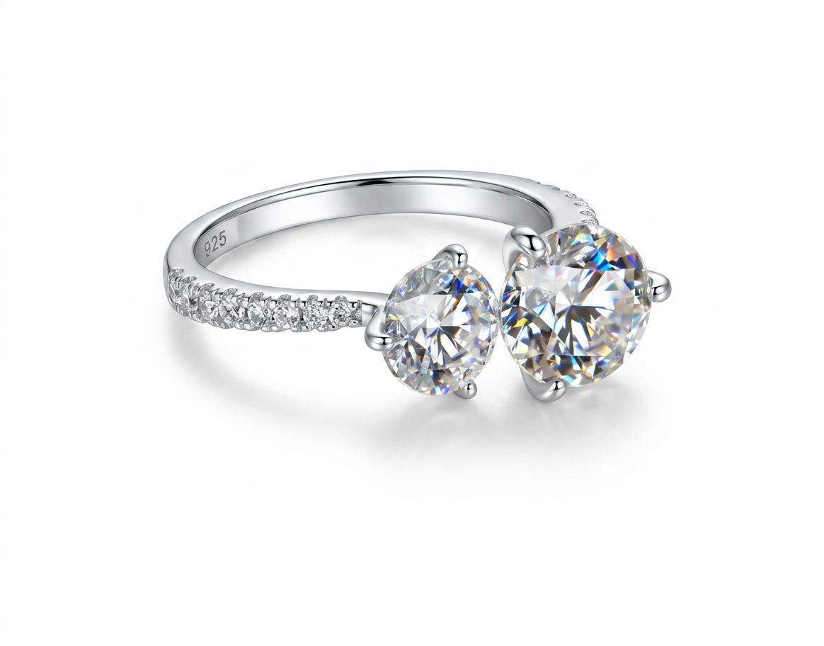 Anillo Toi et Moi · Moissanita Doble Solitario