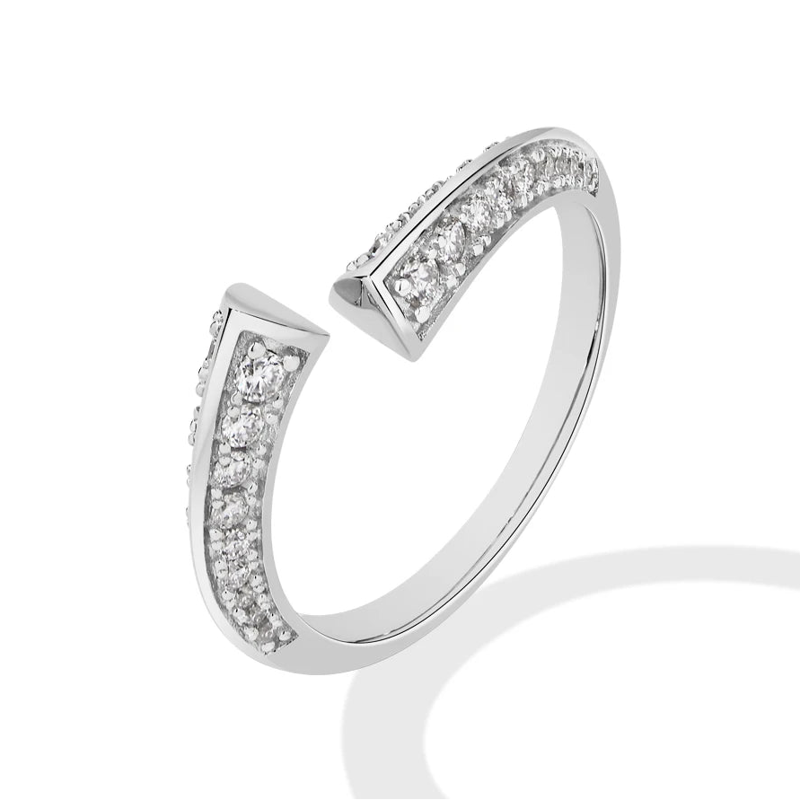 Anillo Flecha Abierto · Pavé Moissanita