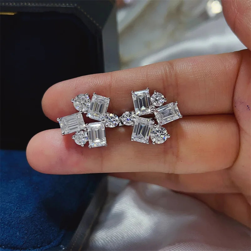 Pendientes Constelación · Moissanita Emerald & Brillante